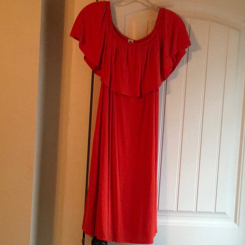 Ruffle off shoulder dress